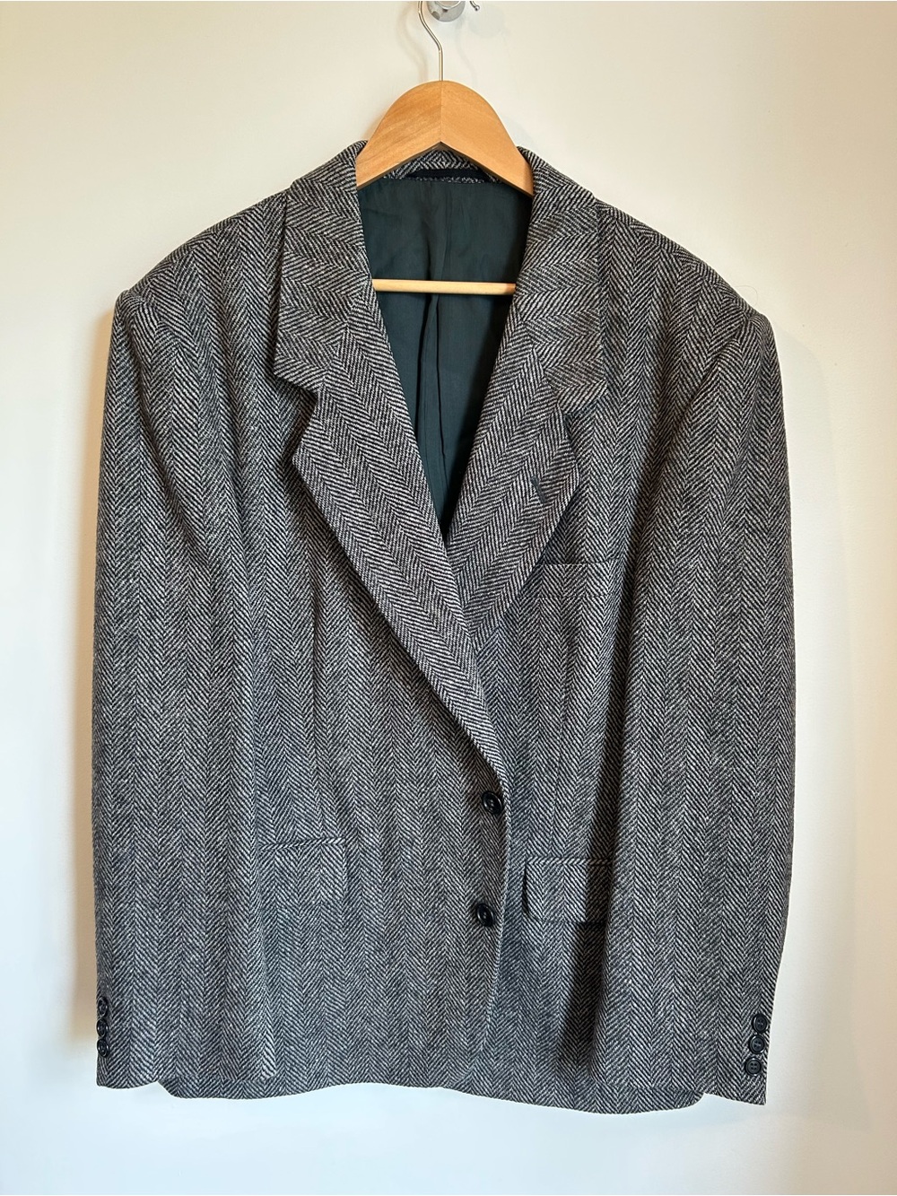 True Vintage Sears Men’s 100% Pure Virgin Wool Herringbone Blazer Yugoslavia 44S
